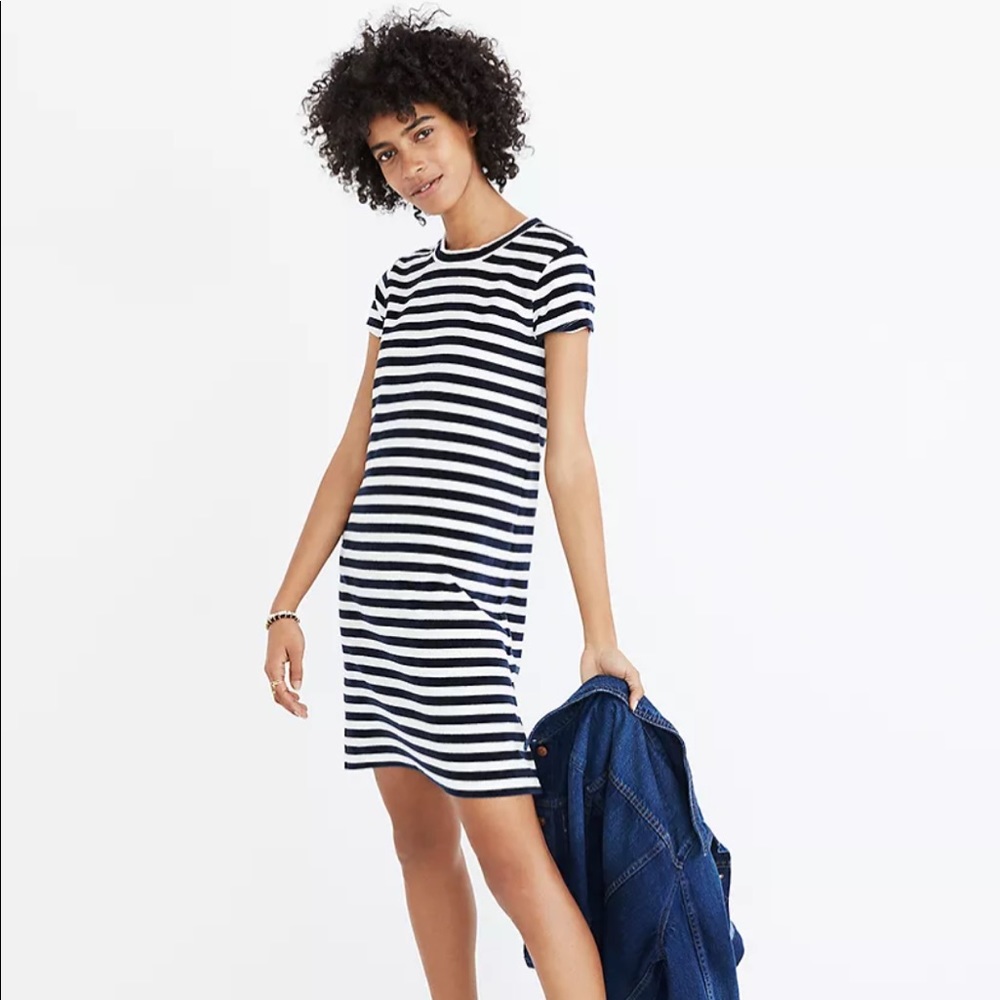 Madewell Striped Velour Dress